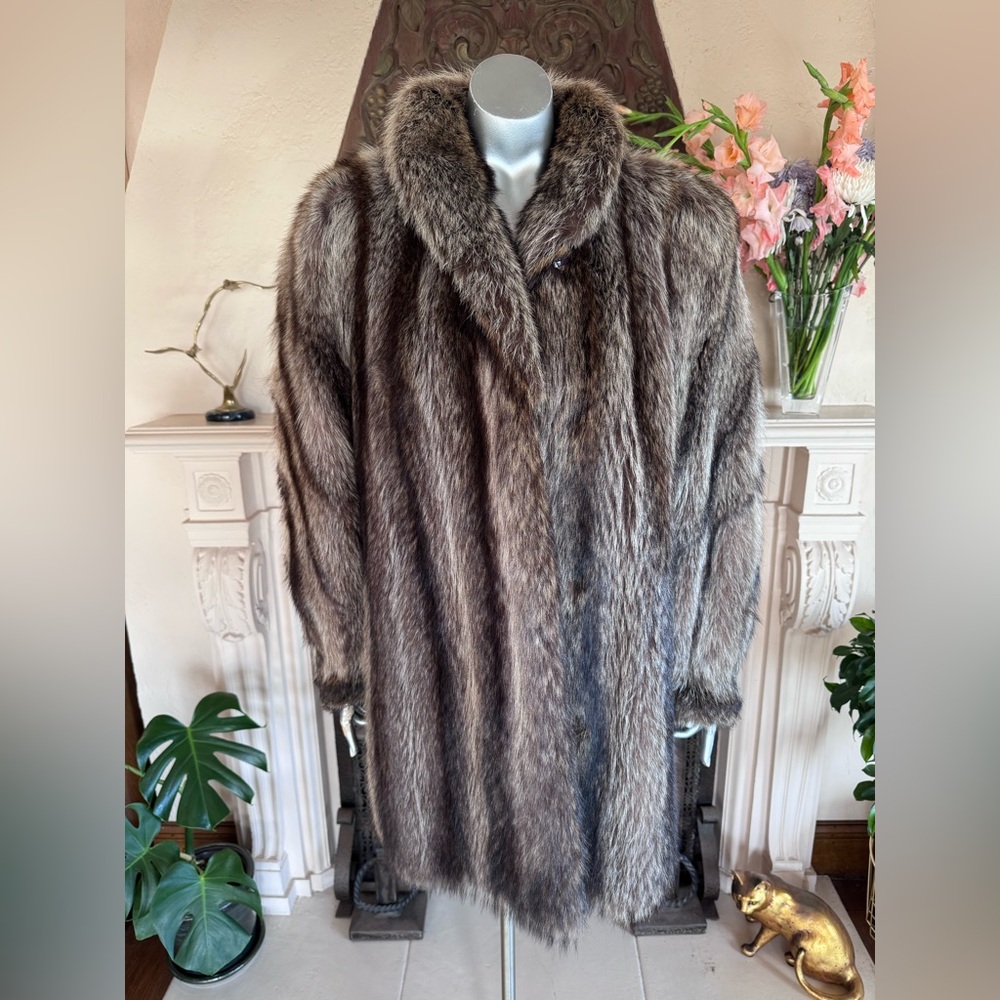 Vintage Raccoon Fur Shawl Collar Coat